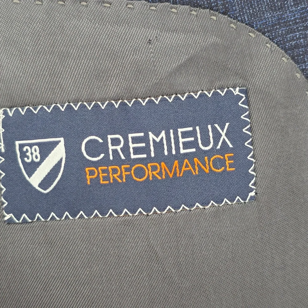 Cremieux‎ Performance Loro Piana Mens Wool Blazer 46L 40 Navy Plaid Sport Coat